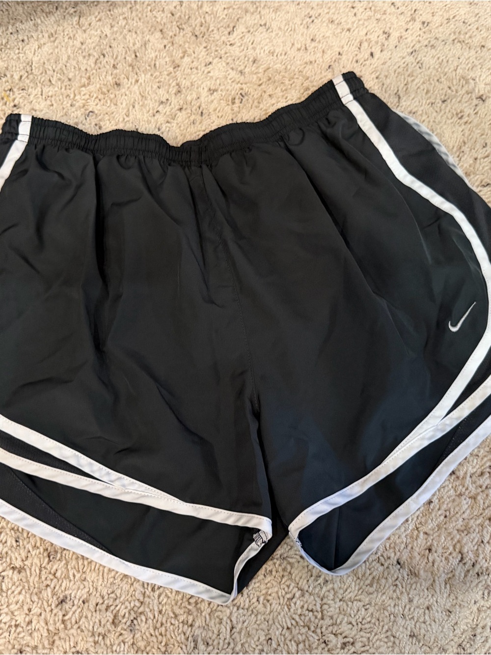 Dark grey women's Athletic Shorts with White Trim